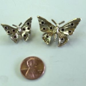 Butterfly Brooches Mommy & Me Matching Jewelry Gold Red Garnet Brooch